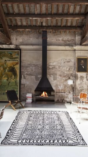 Tapis Estambul Noir sur Blanc Nanimarquina